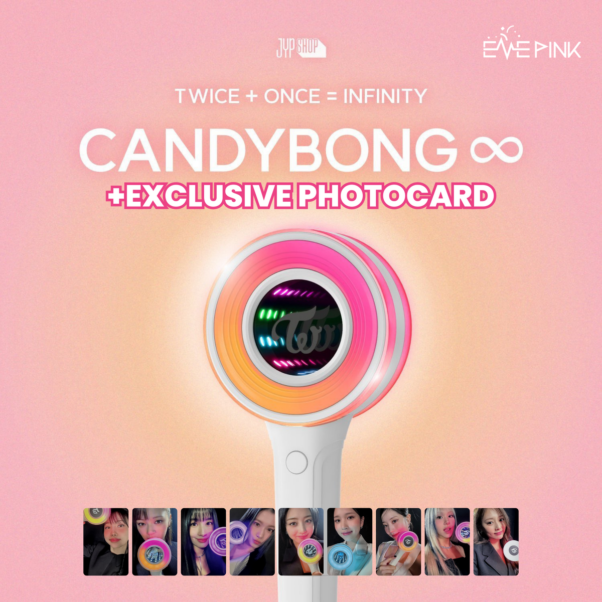 Twice Candybong Infinity Ver3. Official Lightstick - for Contert (+  Seller's Extra Photocards and Stickers Set)