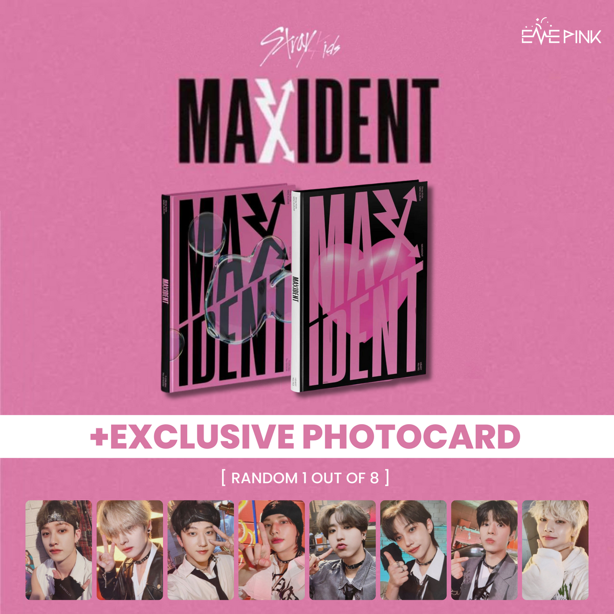STRAY KIDS Mini Album 'MAXIDENT' Official Photo Cards, Mini Poster, 4-Cut  Photo