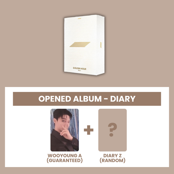 (KOREA VER.) ATEEZ (에이티즈) 10TH MINI ALBUM - [GOLDEN HOUR : PART.1] (DIARY: OPENED ALBUM) (A PHOTOCARD VER.)