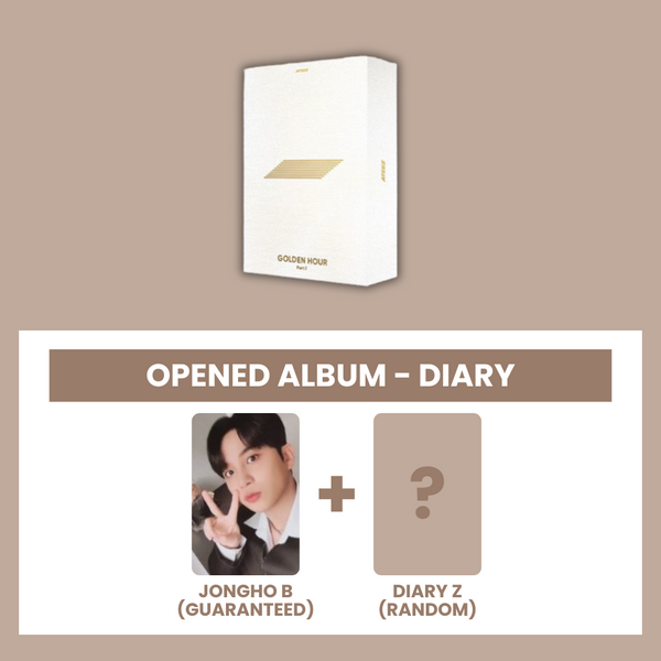 (KOREA VER.) ATEEZ (에이티즈) 10TH MINI ALBUM - [GOLDEN HOUR : PART.1] (DIARY: OPENED ALBUM) (A PHOTOCARD VER.)