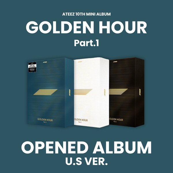 (U.S. VER.) ATEEZ (에이티즈) 10TH MINI ALBUM - [GOLDEN HOUR : PART.1] (BOX SET VER. + POP-UP EXCLUSIVE PHOTOCARD: OPENED ALBUM)