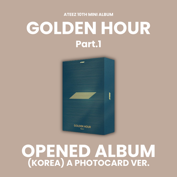 (KOREA VER.) ATEEZ (에이티즈) 10TH MINI ALBUM - [GOLDEN HOUR : PART.1] (BLUE HOUR: OPENED ALBUM) (A PHOTOCARD VER.)