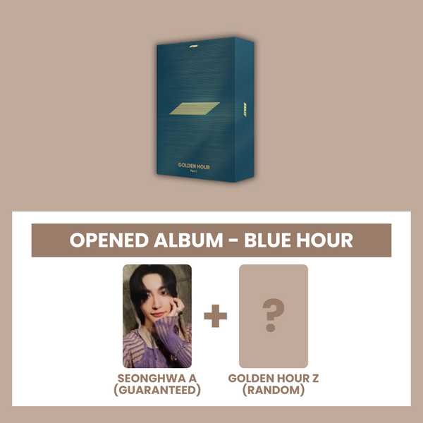 (KOREA VER.) ATEEZ (에이티즈) 10TH MINI ALBUM - [GOLDEN HOUR : PART.1] (BLUE HOUR: OPENED ALBUM) (A PHOTOCARD VER.)