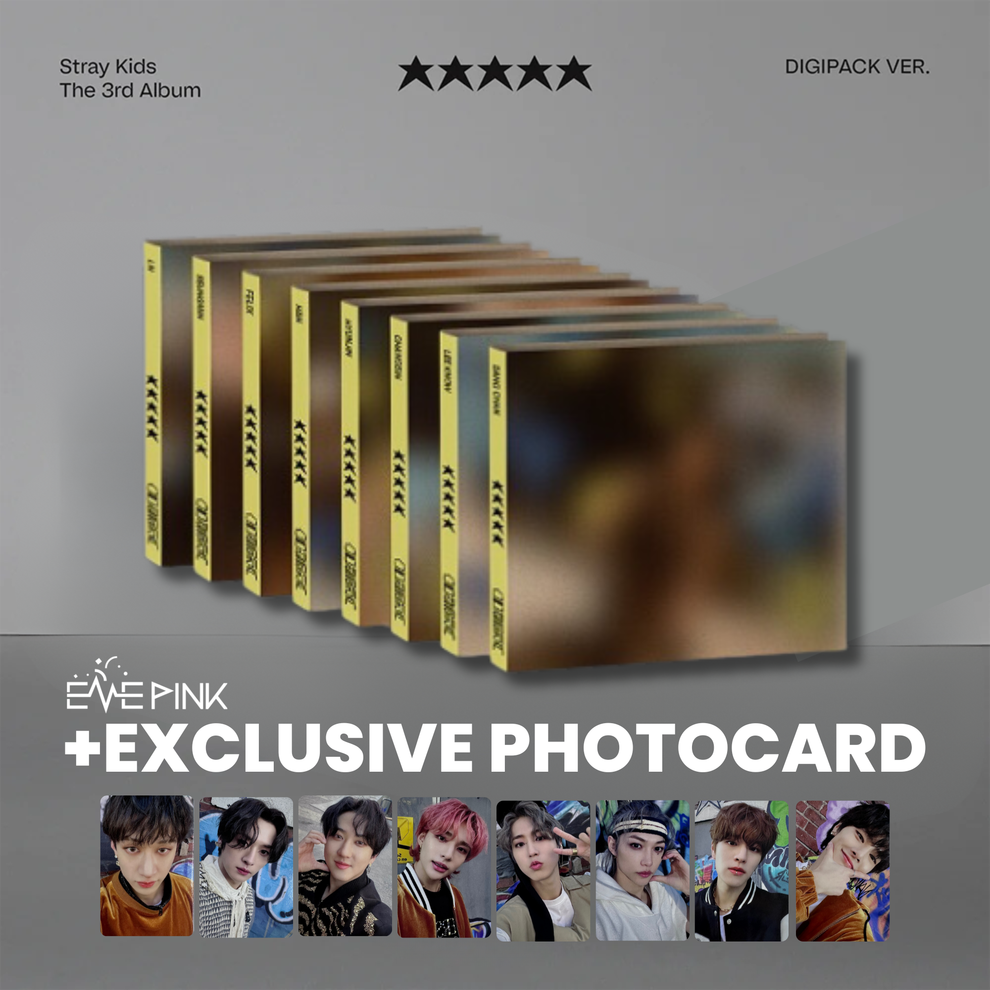[Set] Stray Kids ROCK-STAR 8th Mini Album Postcard 8 Ver Set